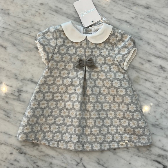 Mayoral Other - New Mayoral Baby Girls Daisy Jacquard Grey and Gold Metallic Party Holiday Dress